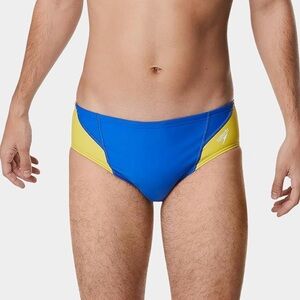 Speedo Swimsuit Brief PowerFlex Eco Revolve Splice Blue/Yellow Size 26 (XS)